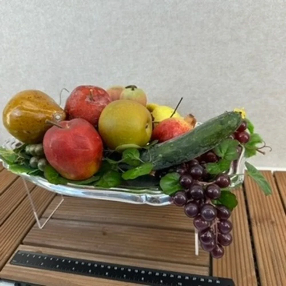 Vintage Silver Plated Fruit Bowl Decorative Faux Fruit Assortment